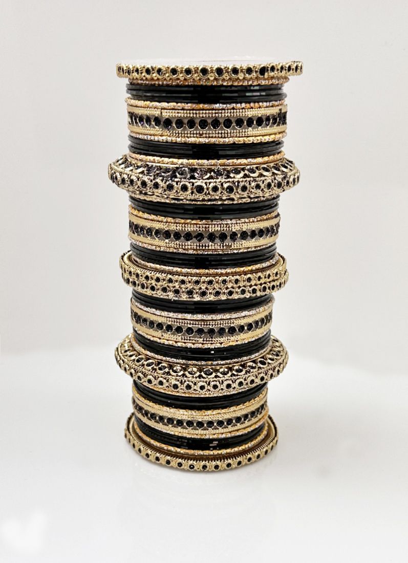 Buy Black Anitique Gold Double Bangle Set