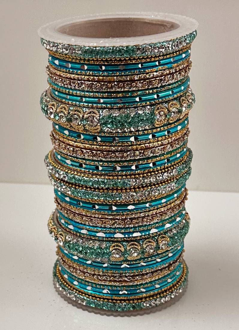Buy Turquoise Diamonte Double Bangle Set