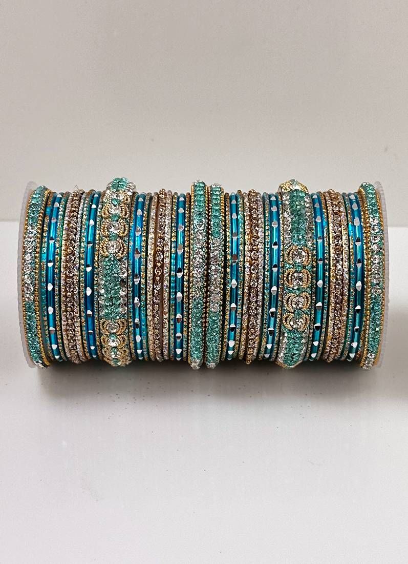 Buy Turquoise Diamonte Double Bangle Set