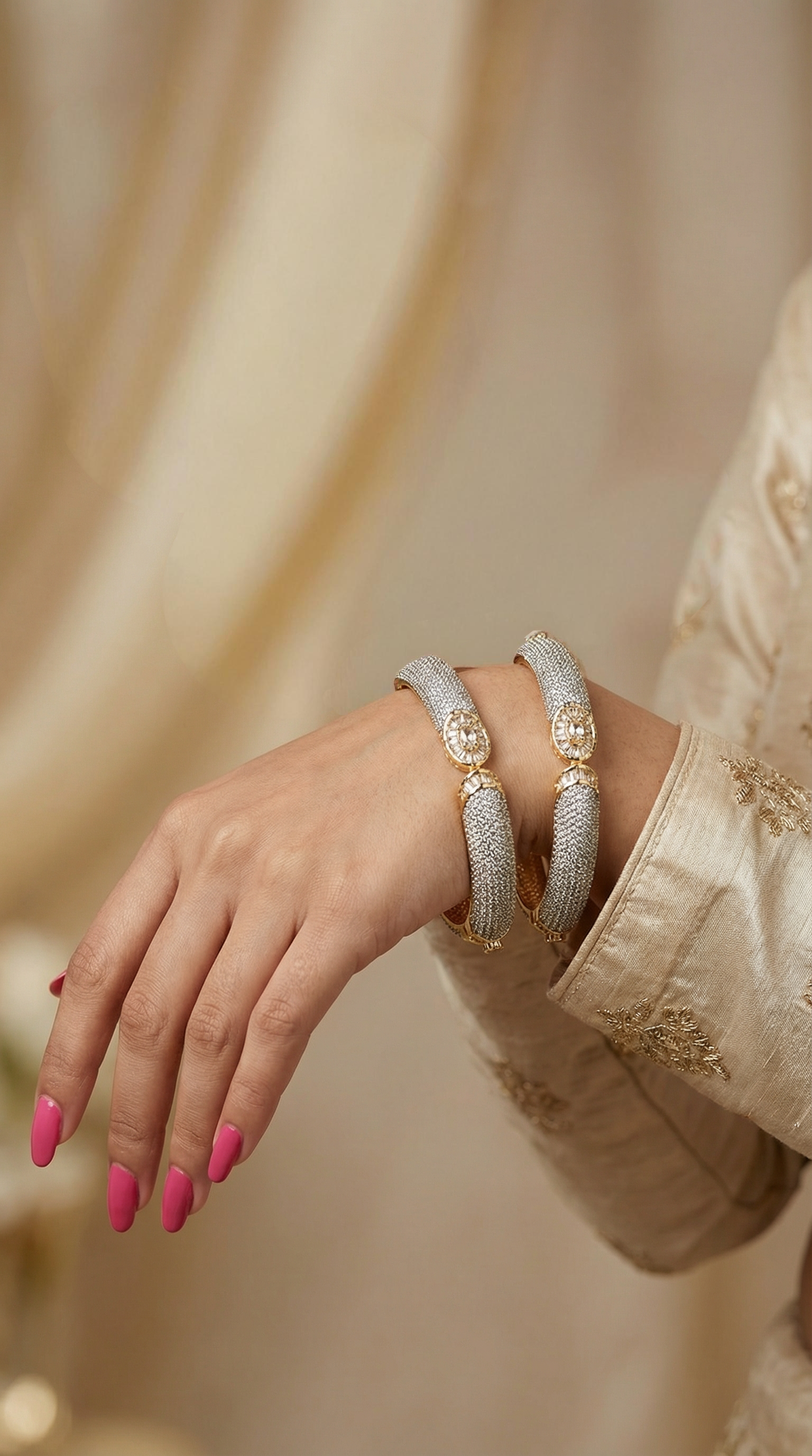 Luxury gold plated diamonte bangle pair for special occasions