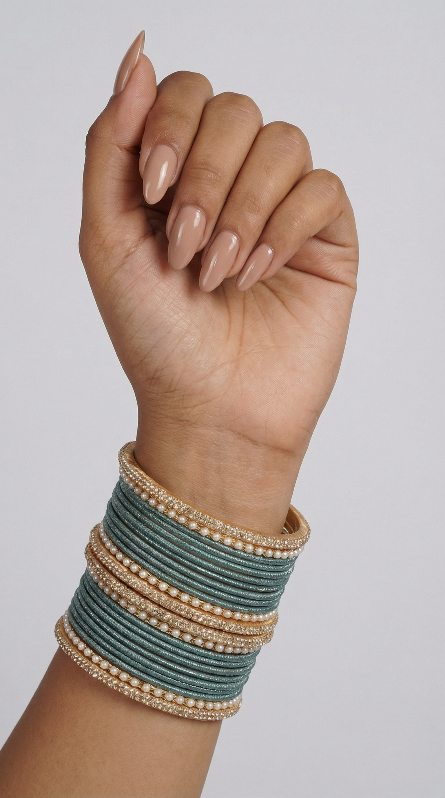 Teal Diamonte & Pearl Bangle Se