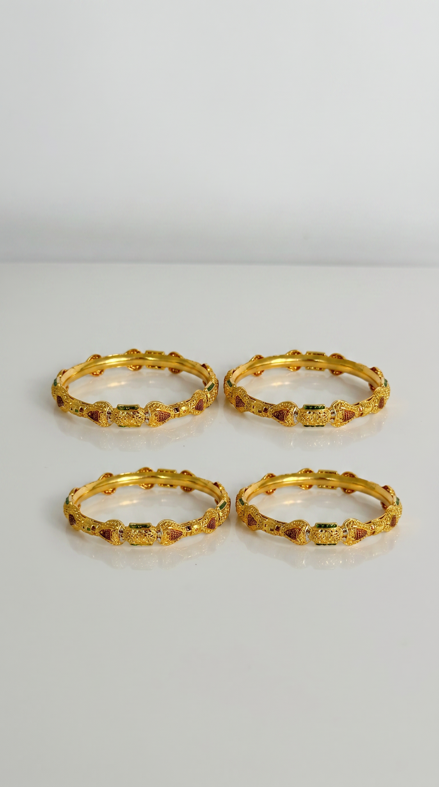 Traditional  Mena Kari 4pc Gold bangle set