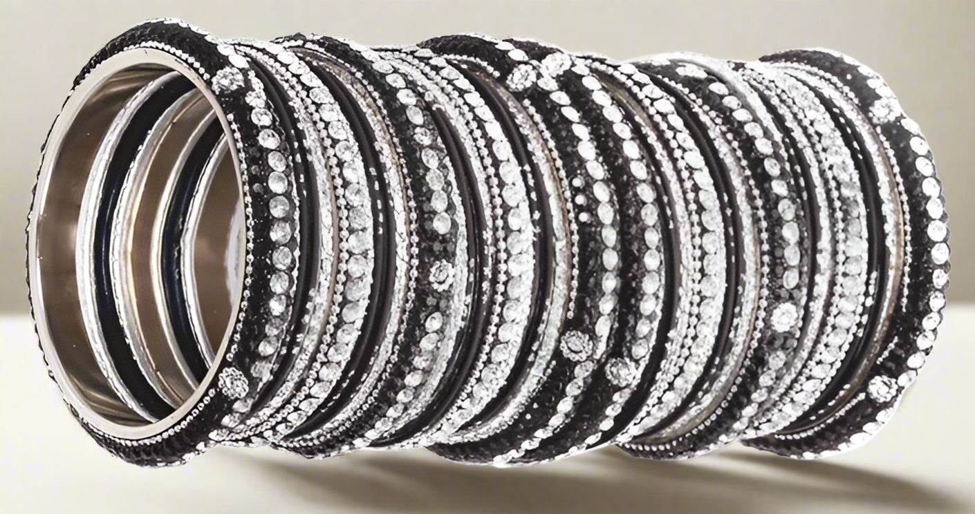 Buy Black Studded Double Bangle Set