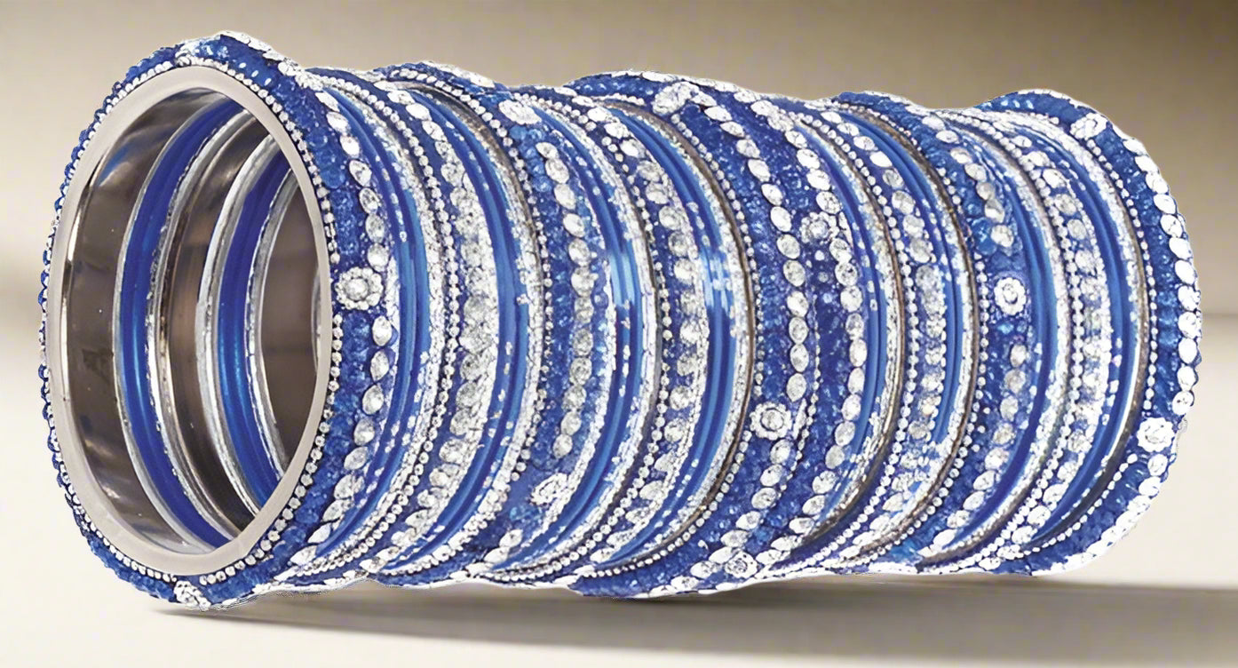 Buy Royal Blue Studded Double Bangle Set