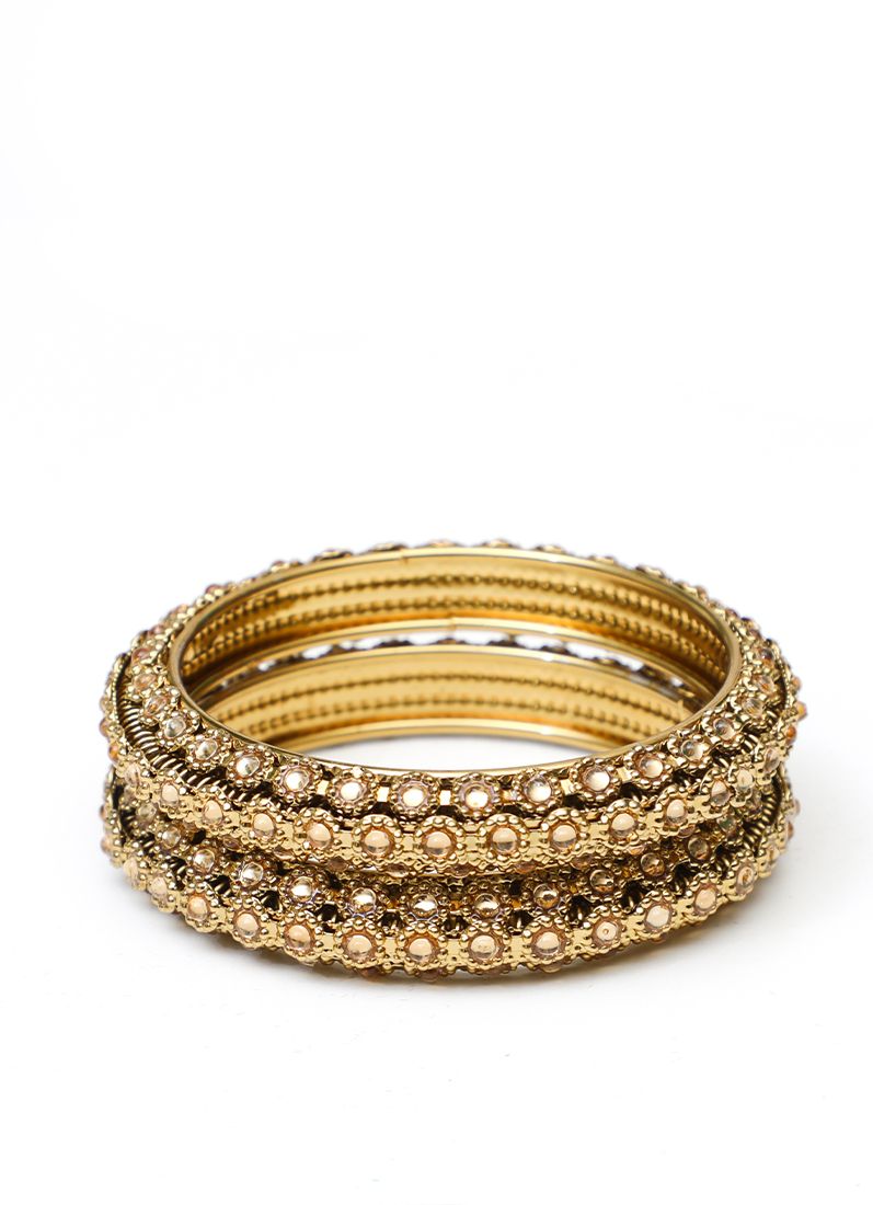Buy Gold stonework bangle set