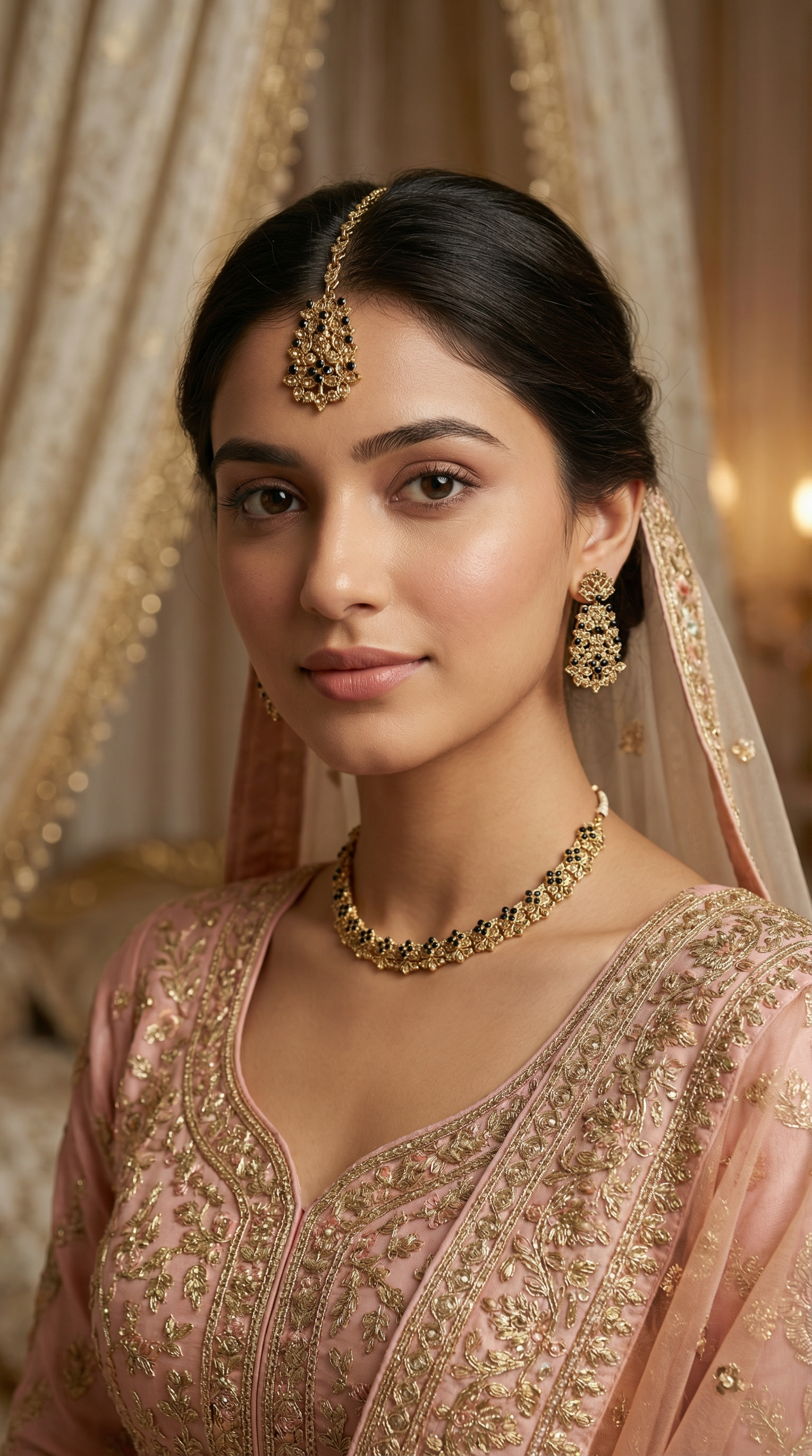 Delicate Gold & Black Diamante Jewelry Set