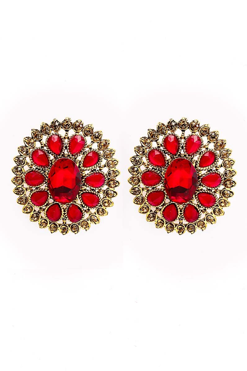 Maroon Crystal Stellar Earrings Maroon