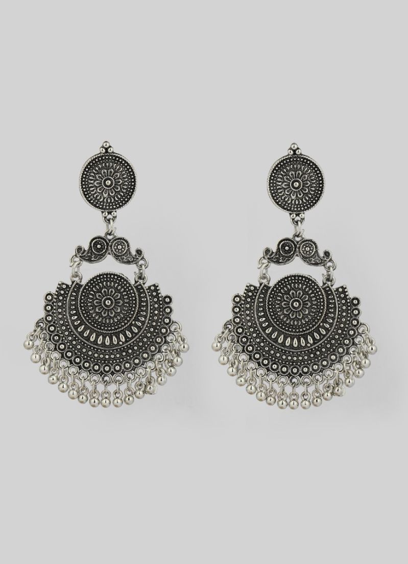 Silver Press On Jumki Earrings