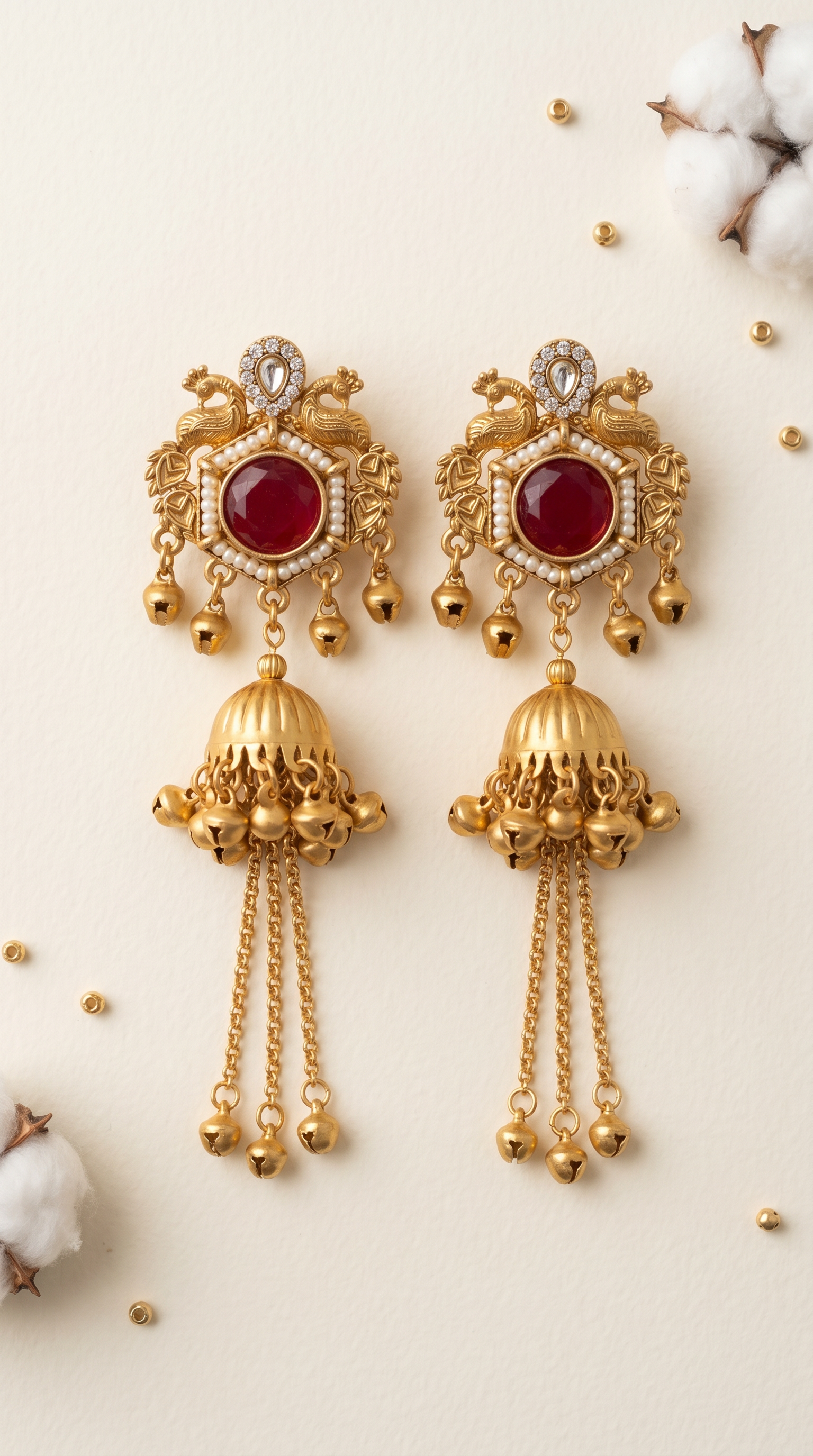 Maroon Diamonte Earings