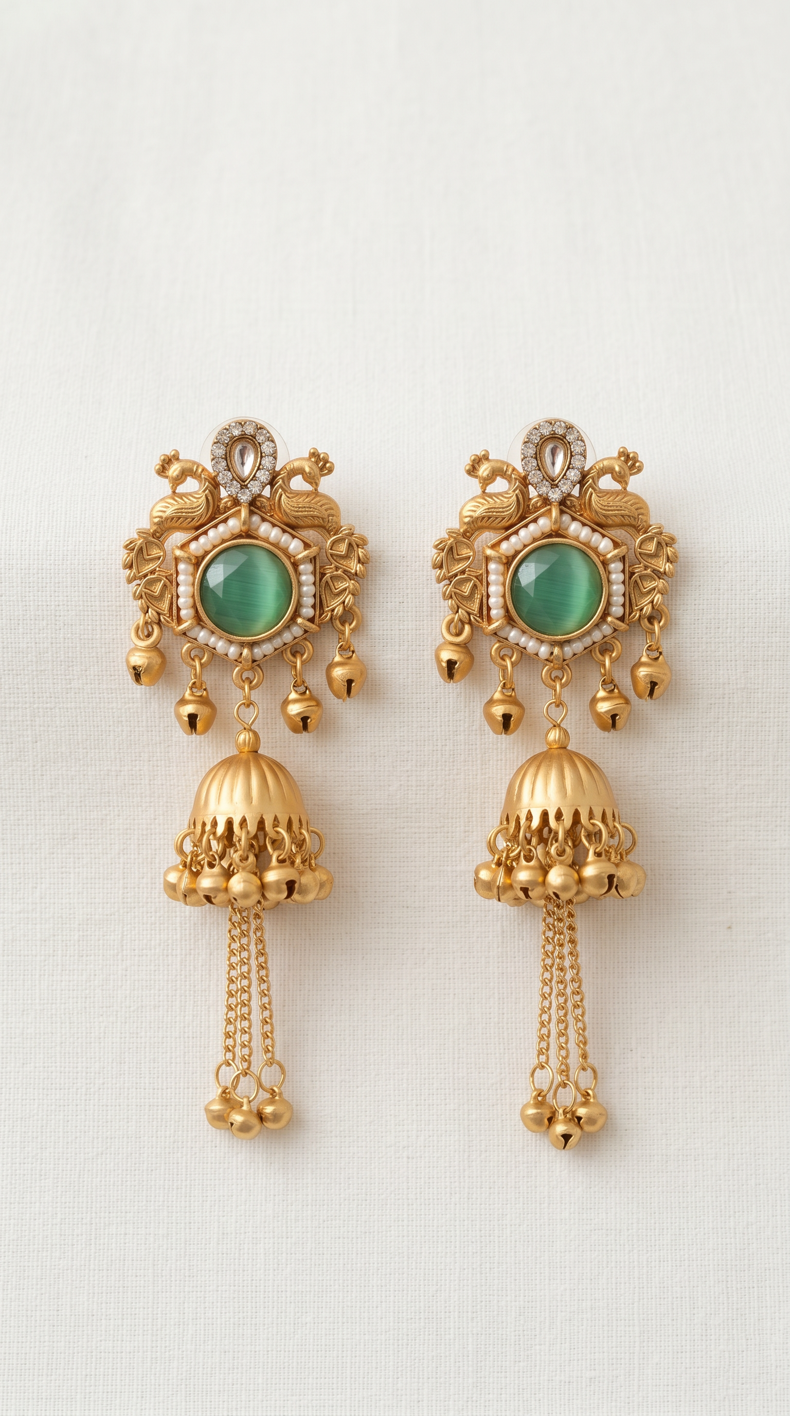 Womens Aqua Diamonte Kashmiri Earrings