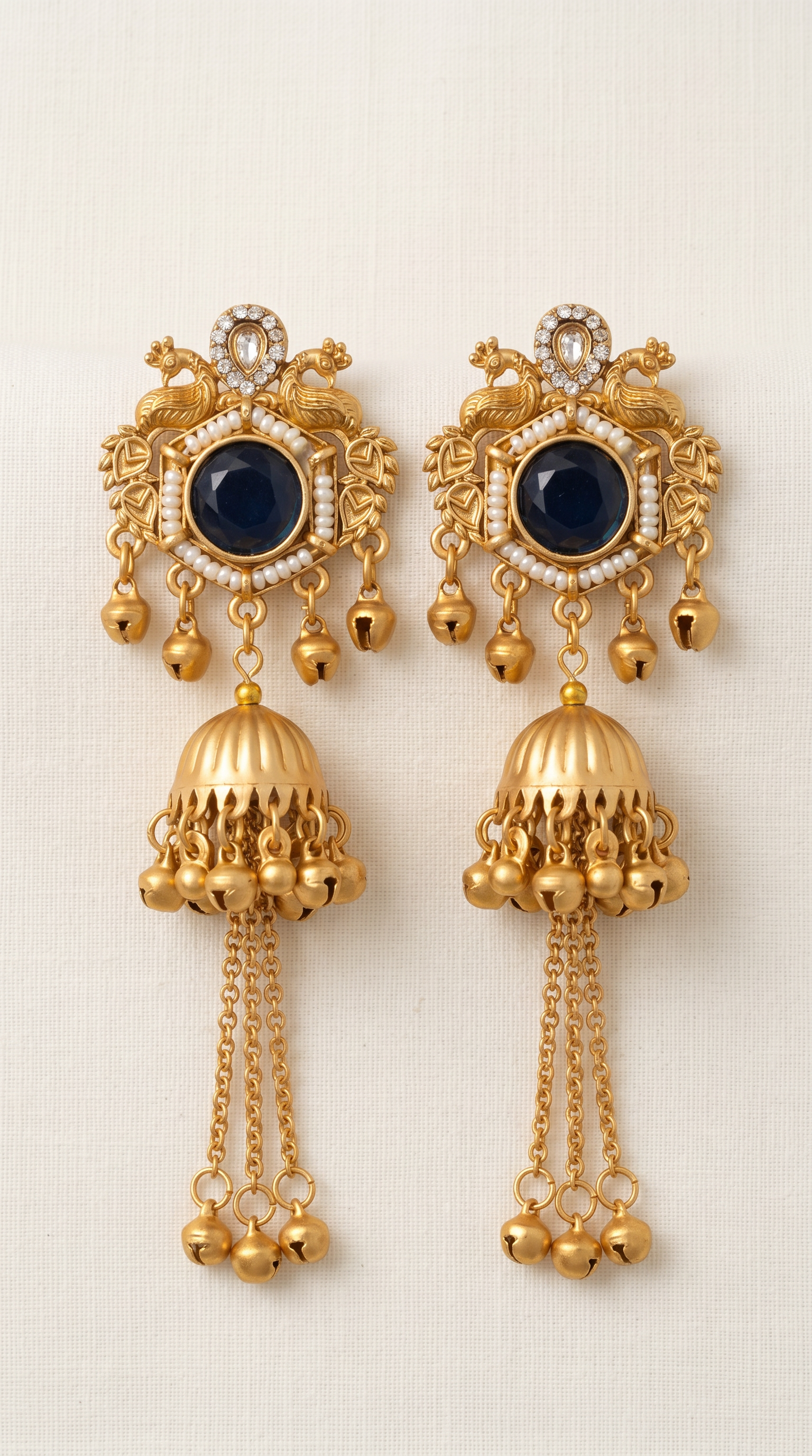 Black Diamonte Kashmiri Earrings For Women