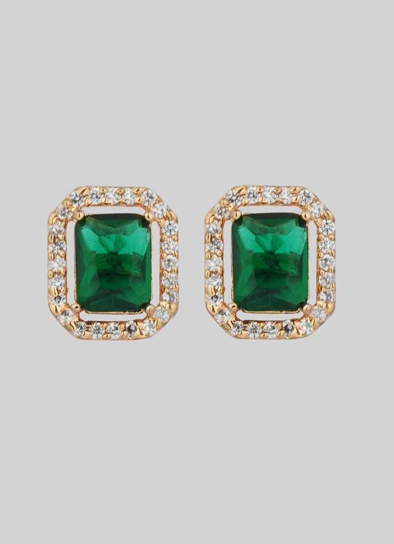 Buy Emberald Green Stone Stud Earrings