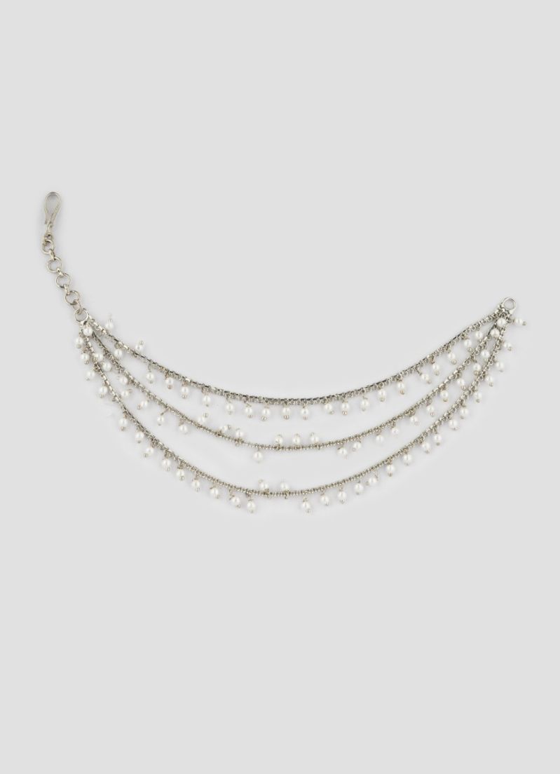 Buy Silver Pearl Chain Earrings