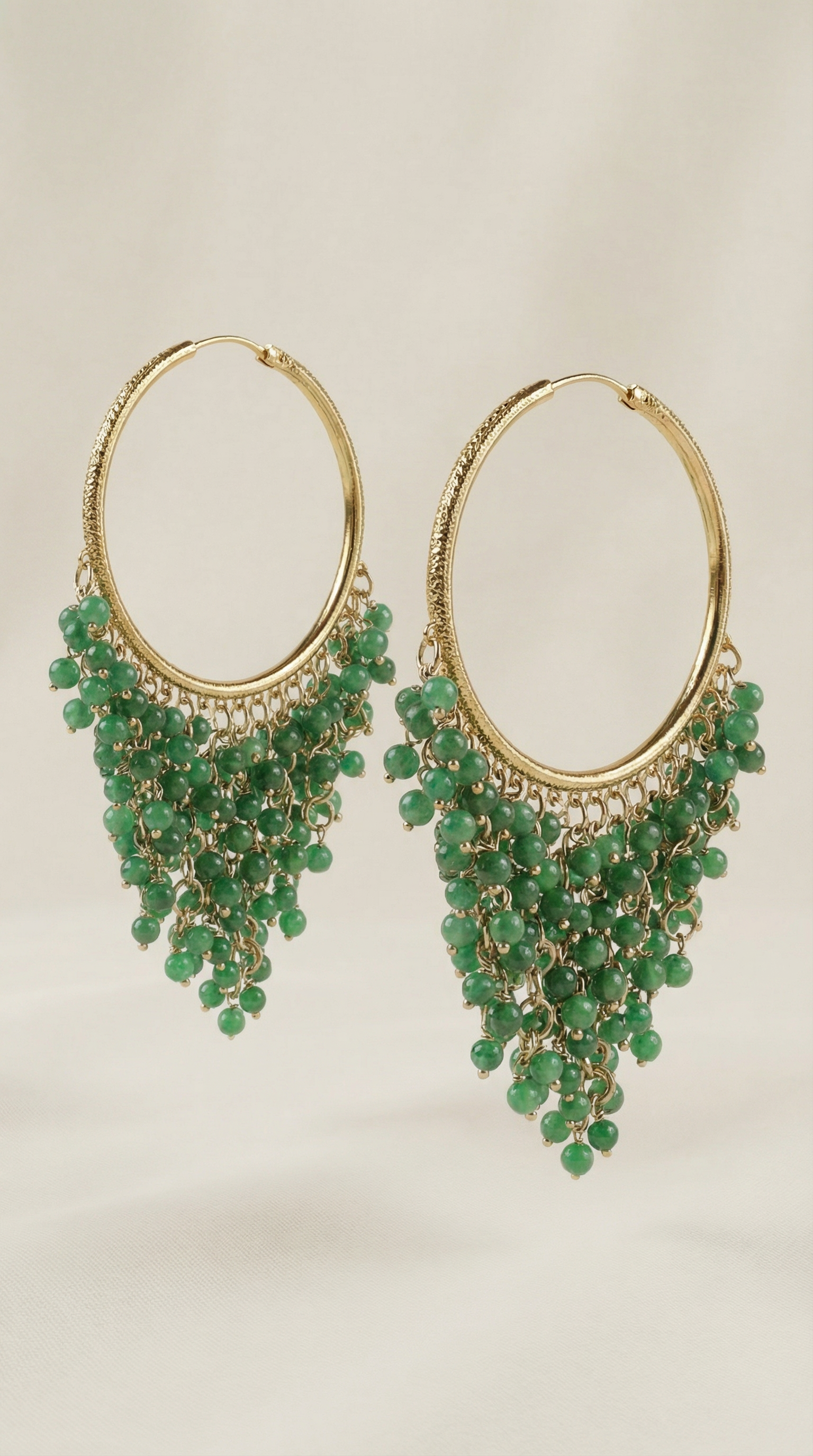 Dark Green Beaded Bali Earrings