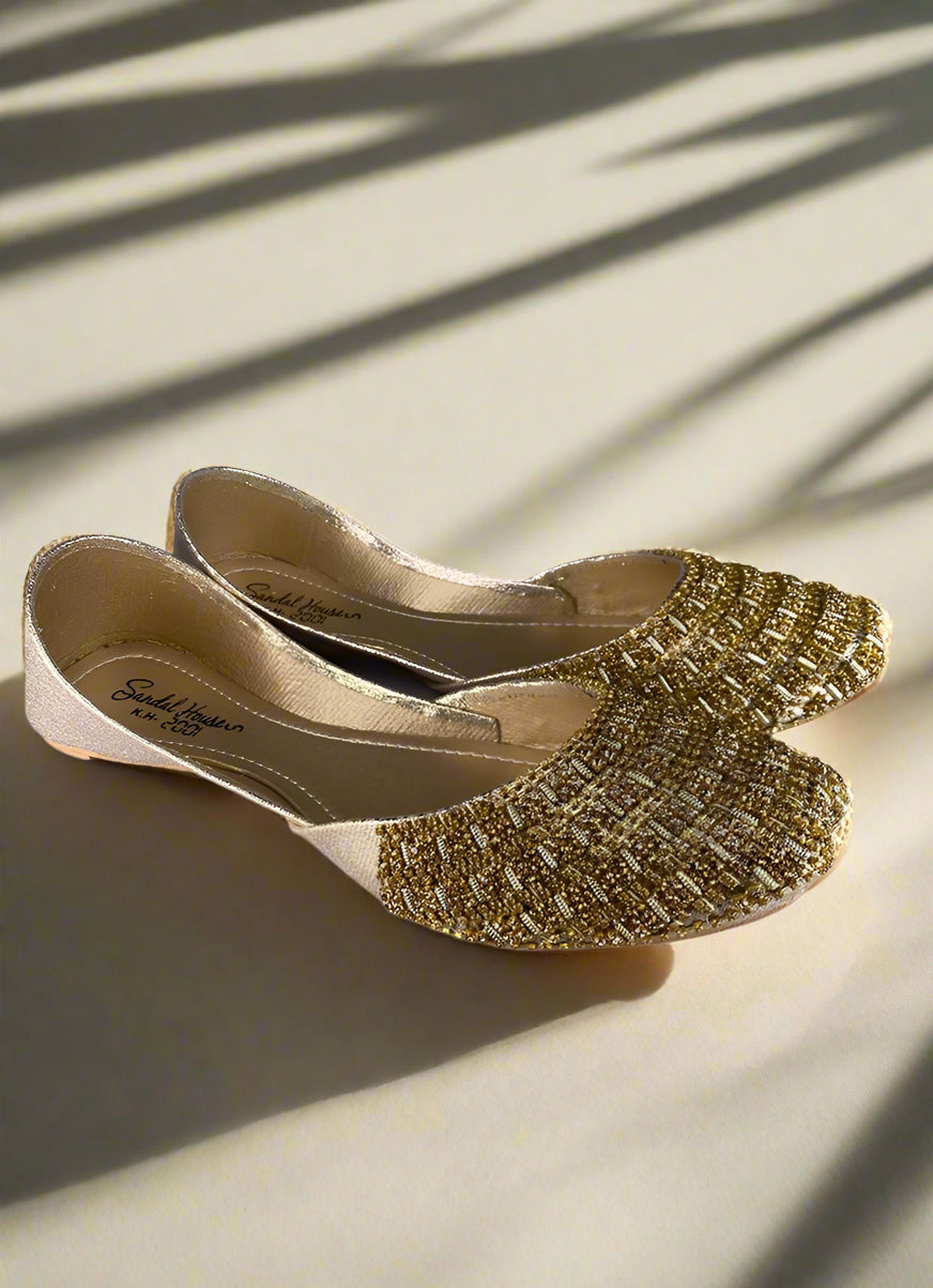Buy Gold Embellished Gold Jutti Set