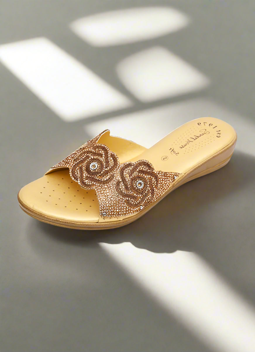 Buy Gold Rose Ladies Chappal