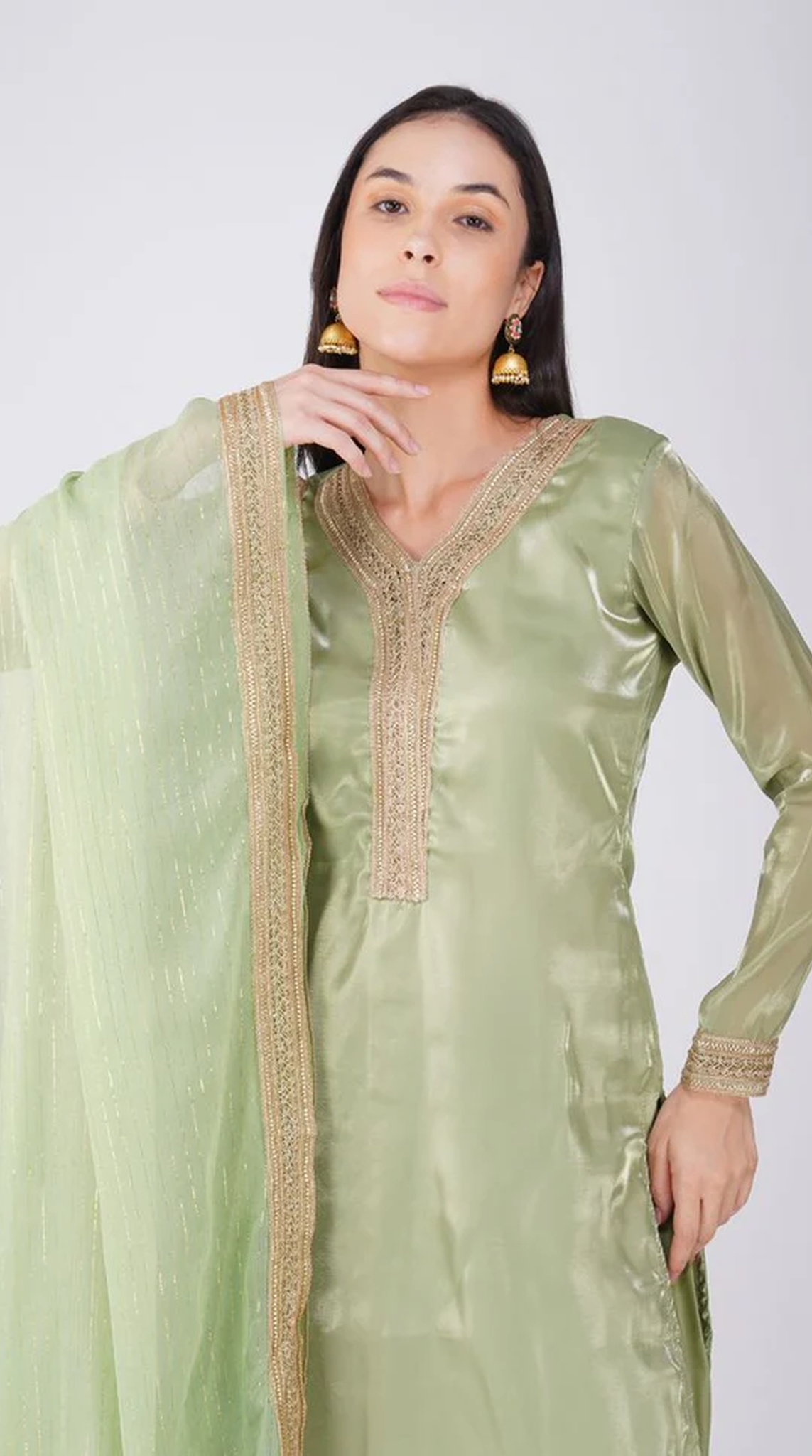 Green Straight Cut Suit Set