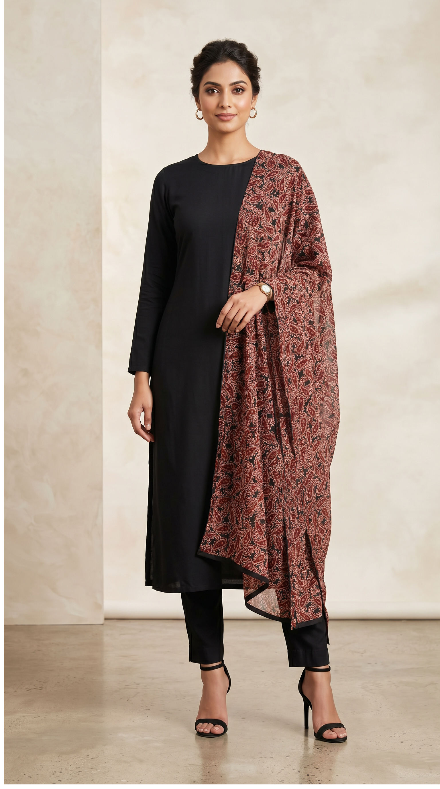 Womens Black Rayon Straight Cut Suit Set