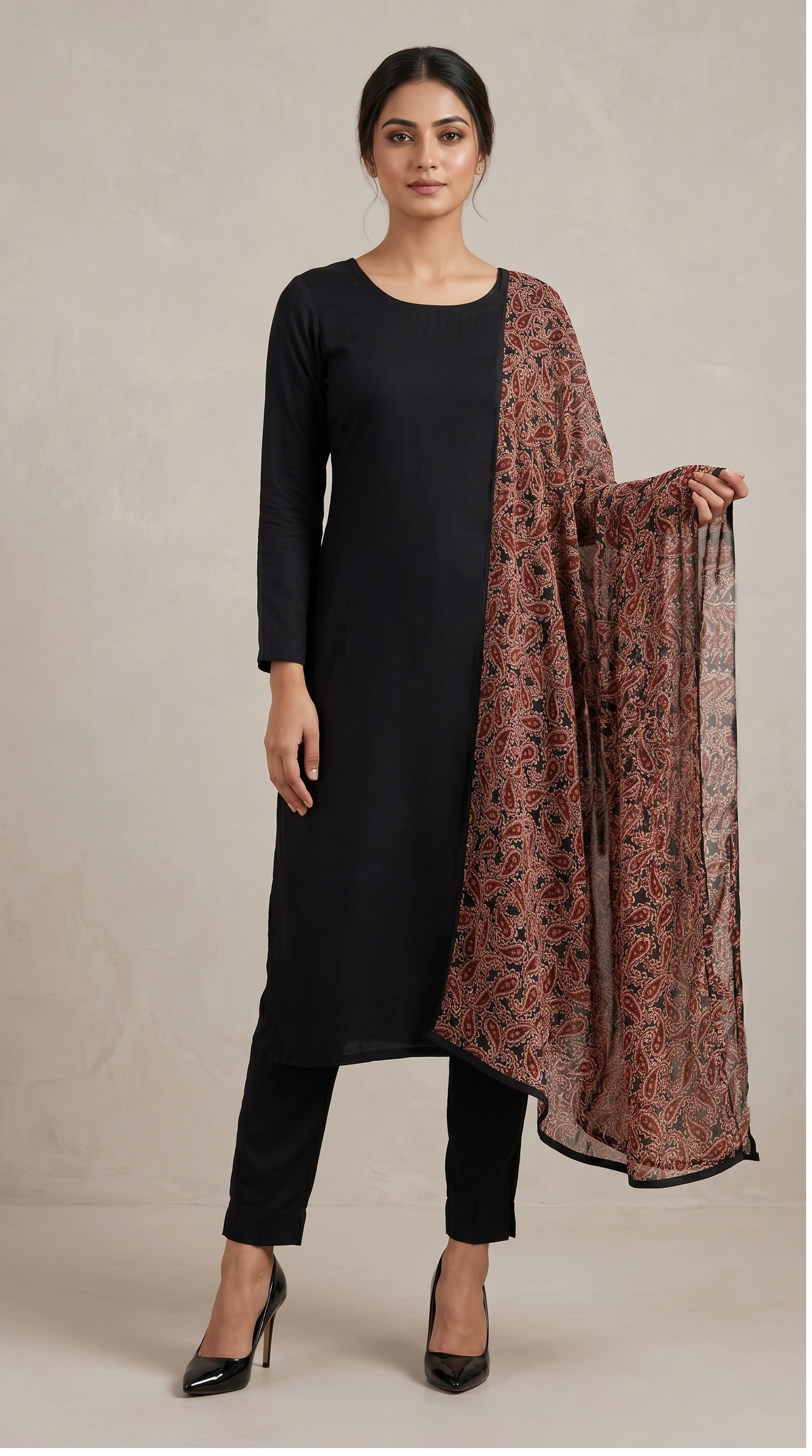 Womens Black Rayon Straight Cut Suit Set