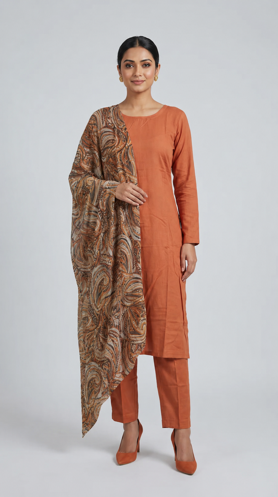 Mouse Brown Rayon Straight Cut Suit Set