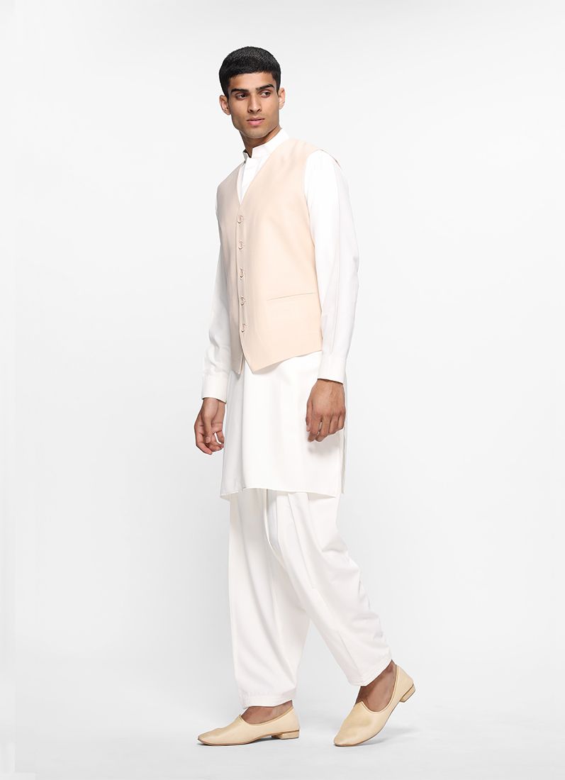 Buy Sans Lapel Cream Waistcoat