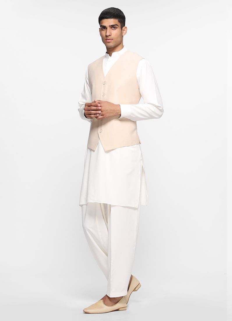 Sans Lapel Cream Waistcoat