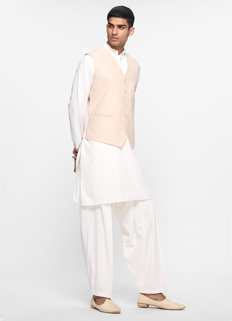 Sans Lapel Cream Waistcoat