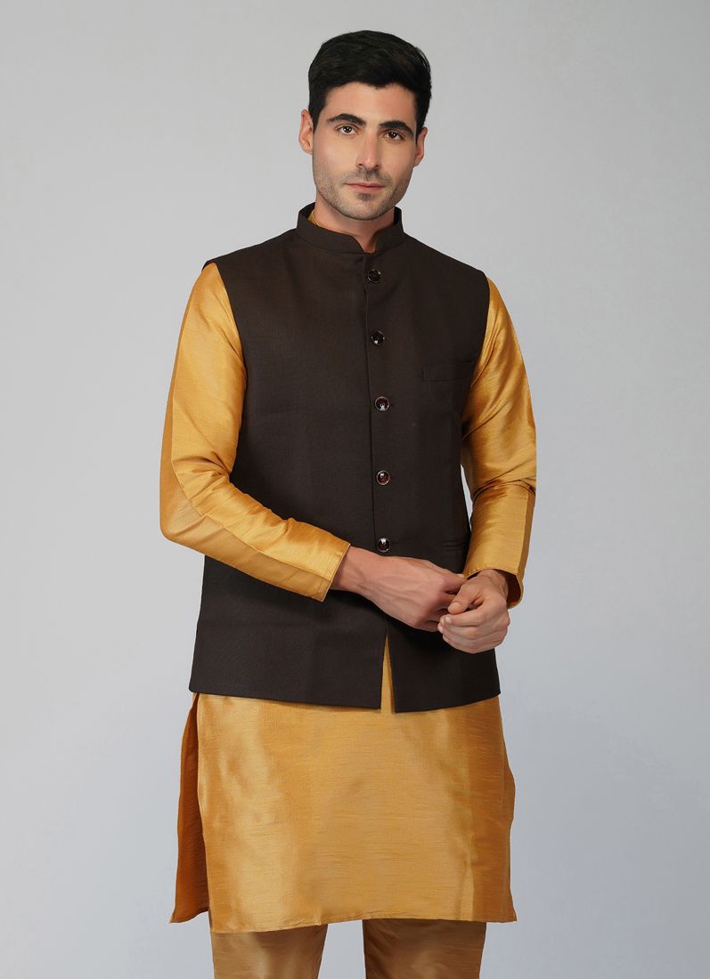 Buy Mouse Brown Twill Nehru Waist Coat