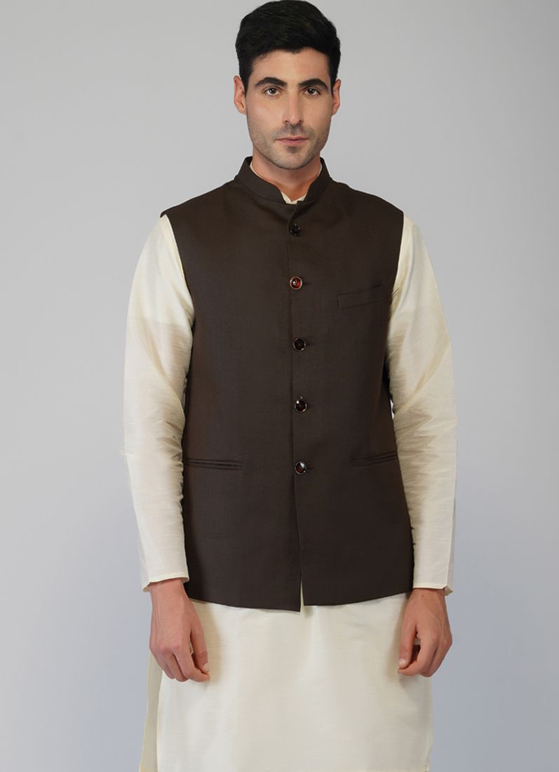 Buy Black Twill Nehru Waist Coat