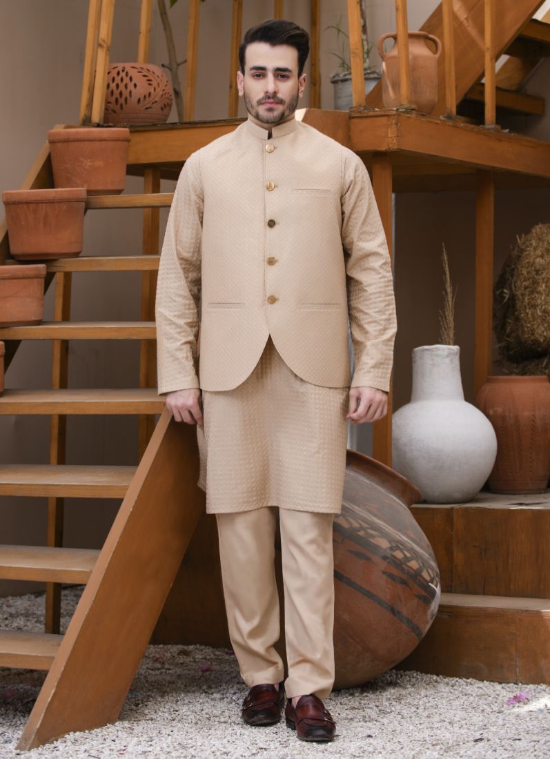 Buy Beige Men's Embroidered Waistcoat