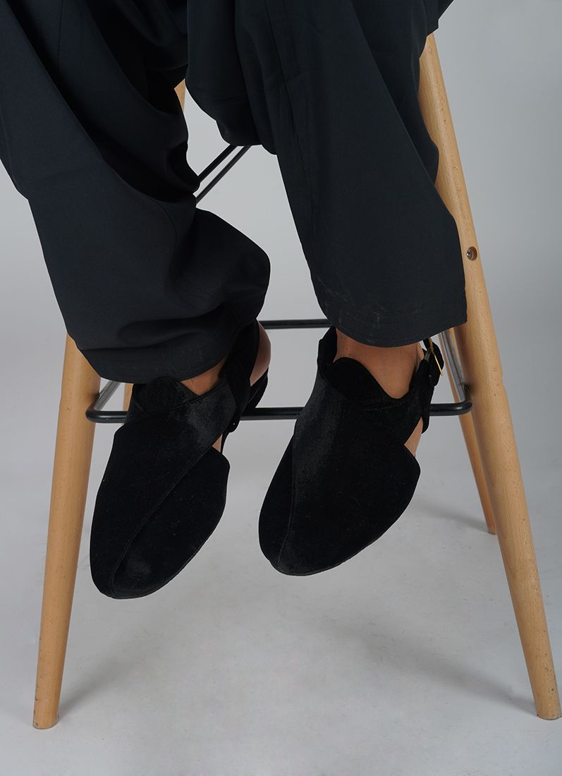 Buy Black Velvet Mens Jutti Pair