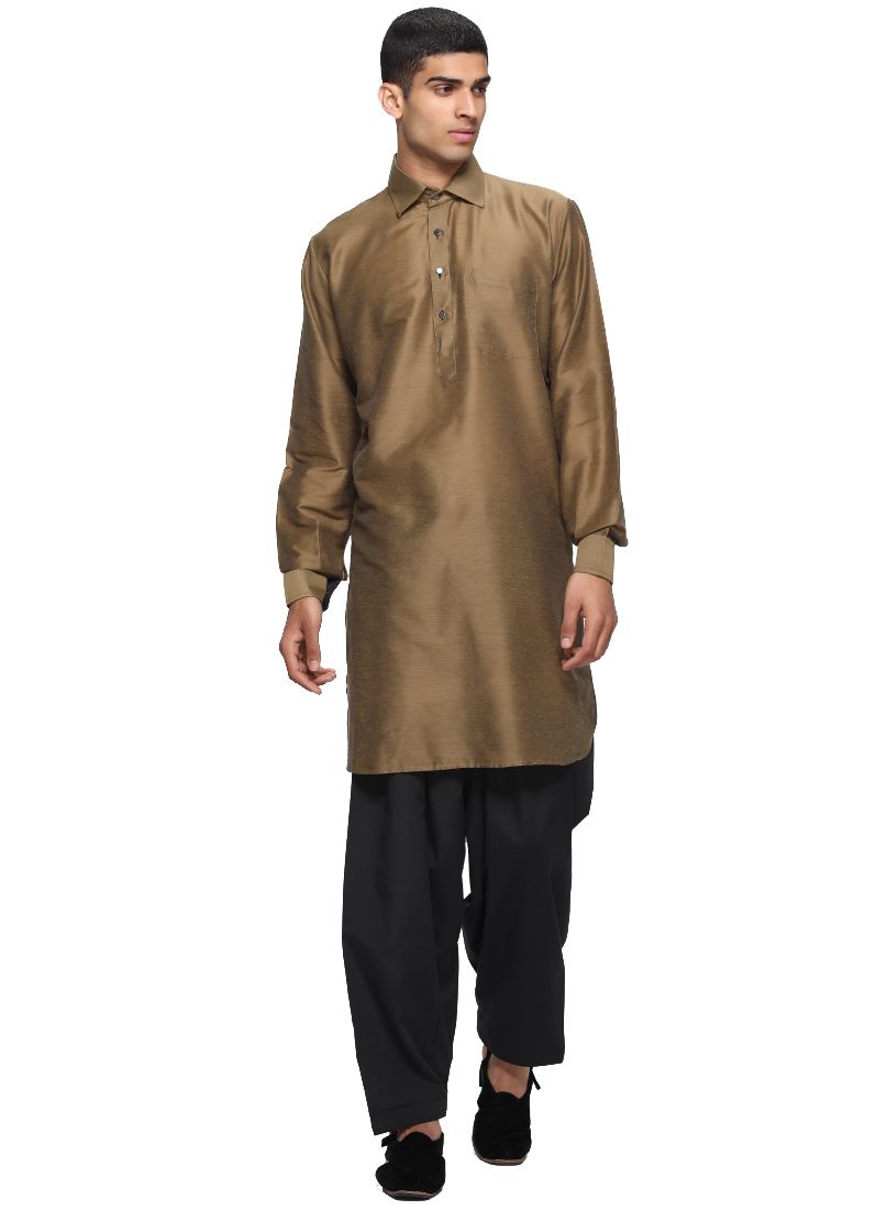 Buy Olive Lapel Salwar Suit