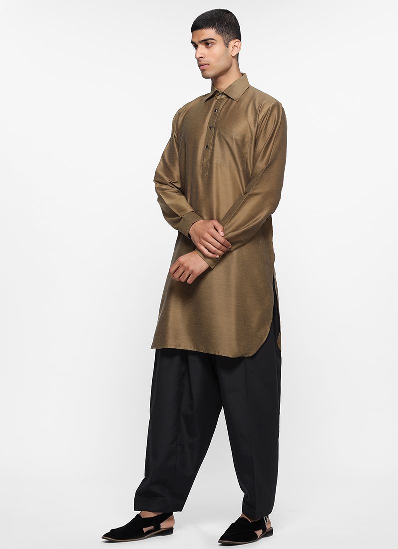 Olive Lapel Salwar Suit