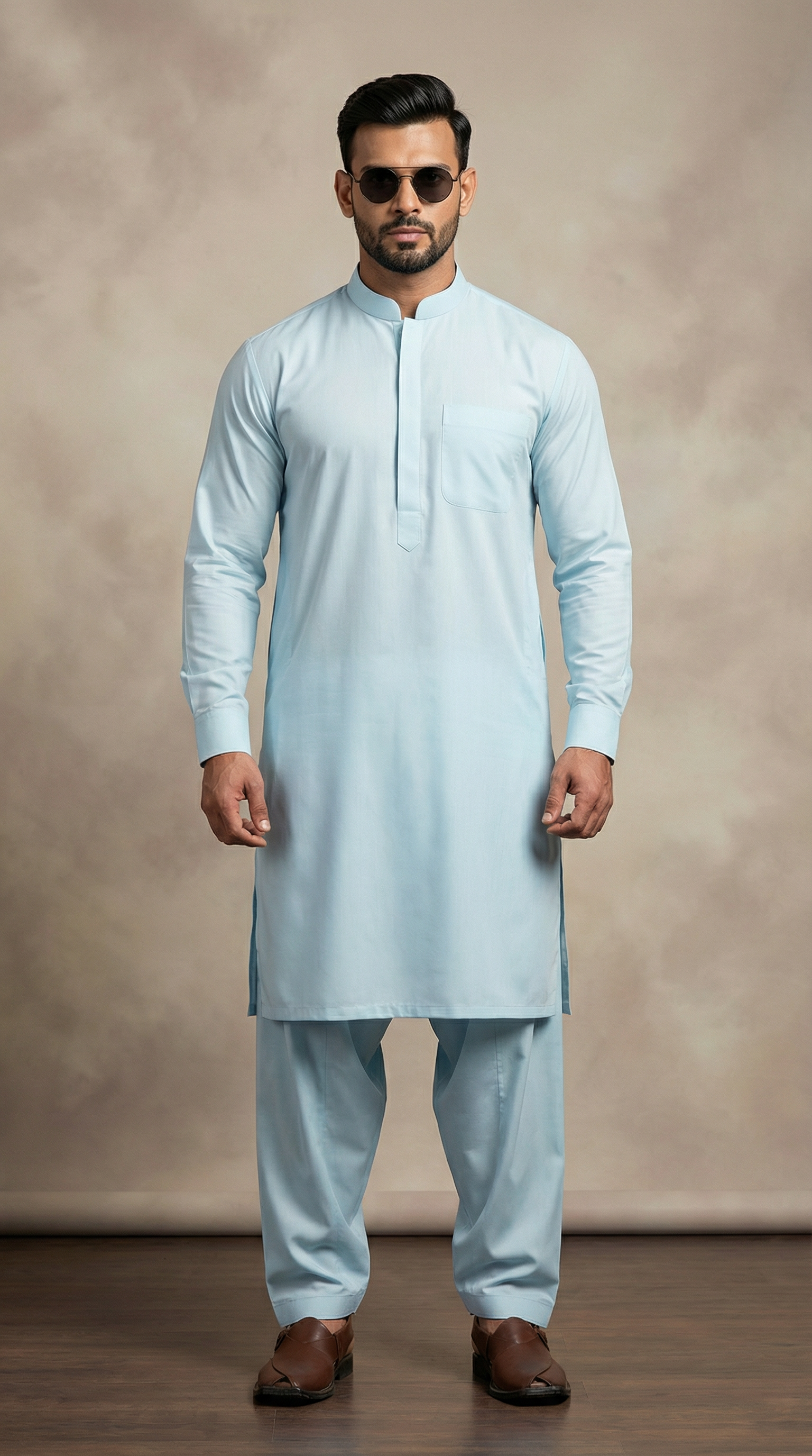 Band Kurta Light Blue Salwar Set