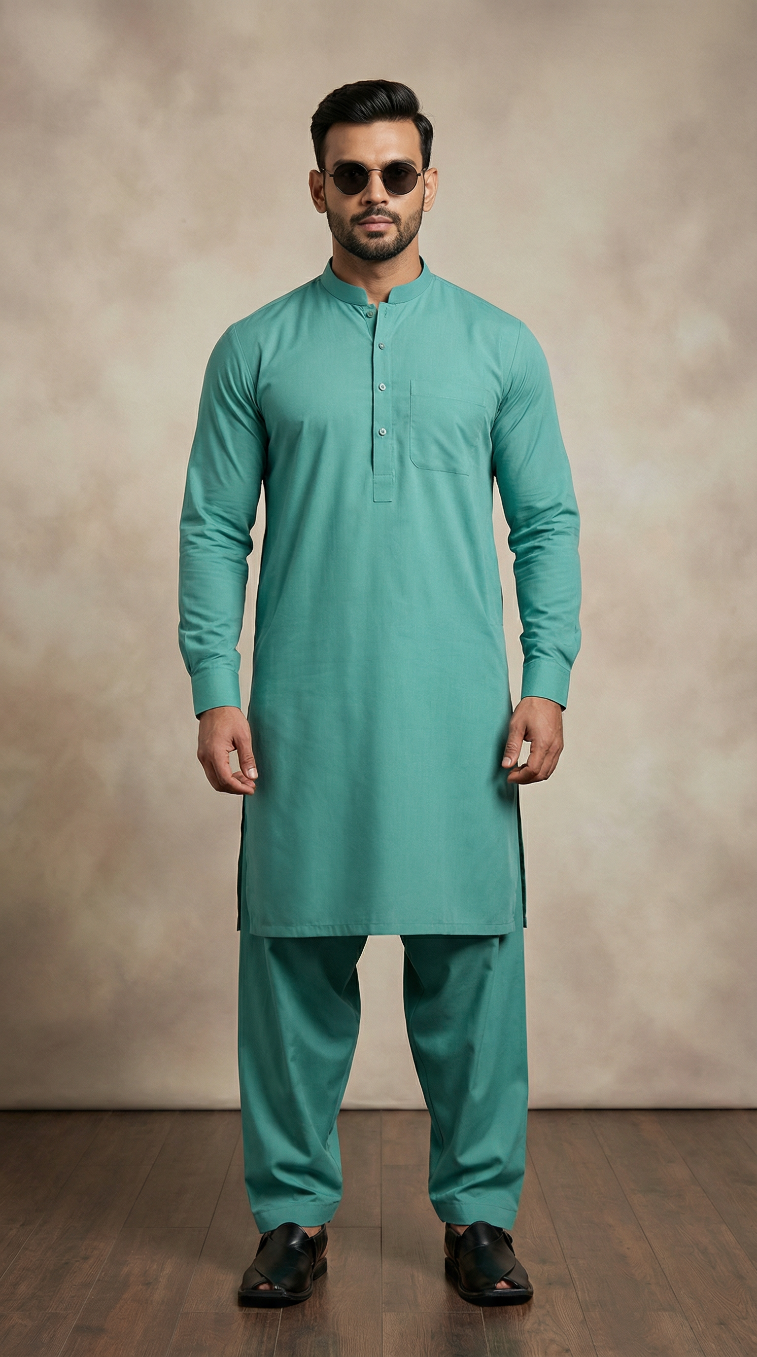 Turquoise Cotton Kurta Salwar