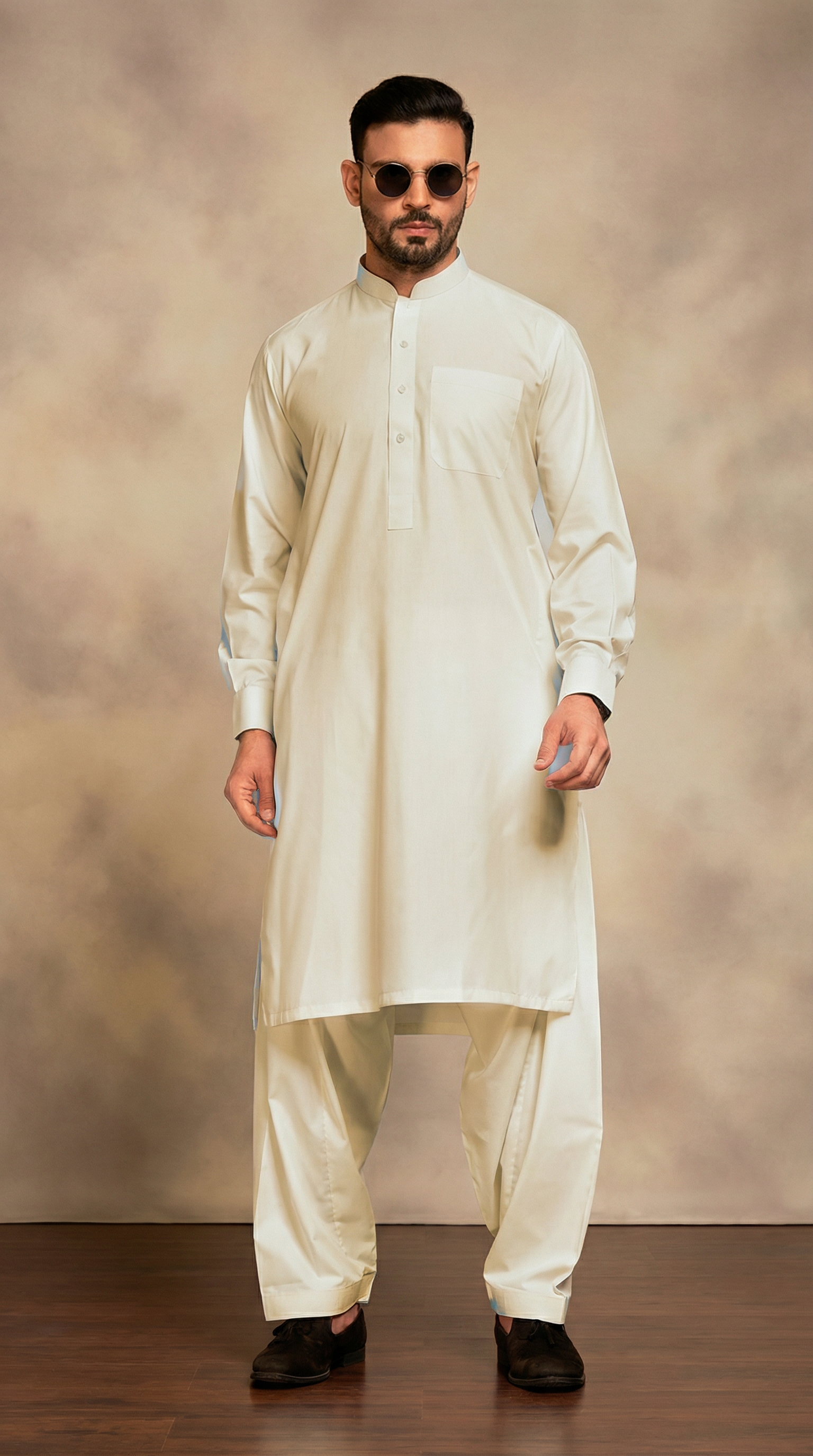 Men’s Brown Cotton Kurta Shalwar – Classic Ethnic Wear