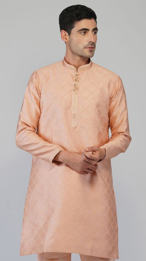 Buy Pink Zari Embroidered Kurta Churidaar Set