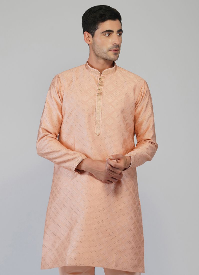 Buy Pink Zari Embroidered Kurta Churidaar Set