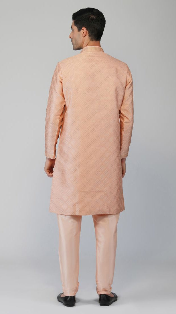 Buy Pink Zari Embroidered Kurta Churidaar Set