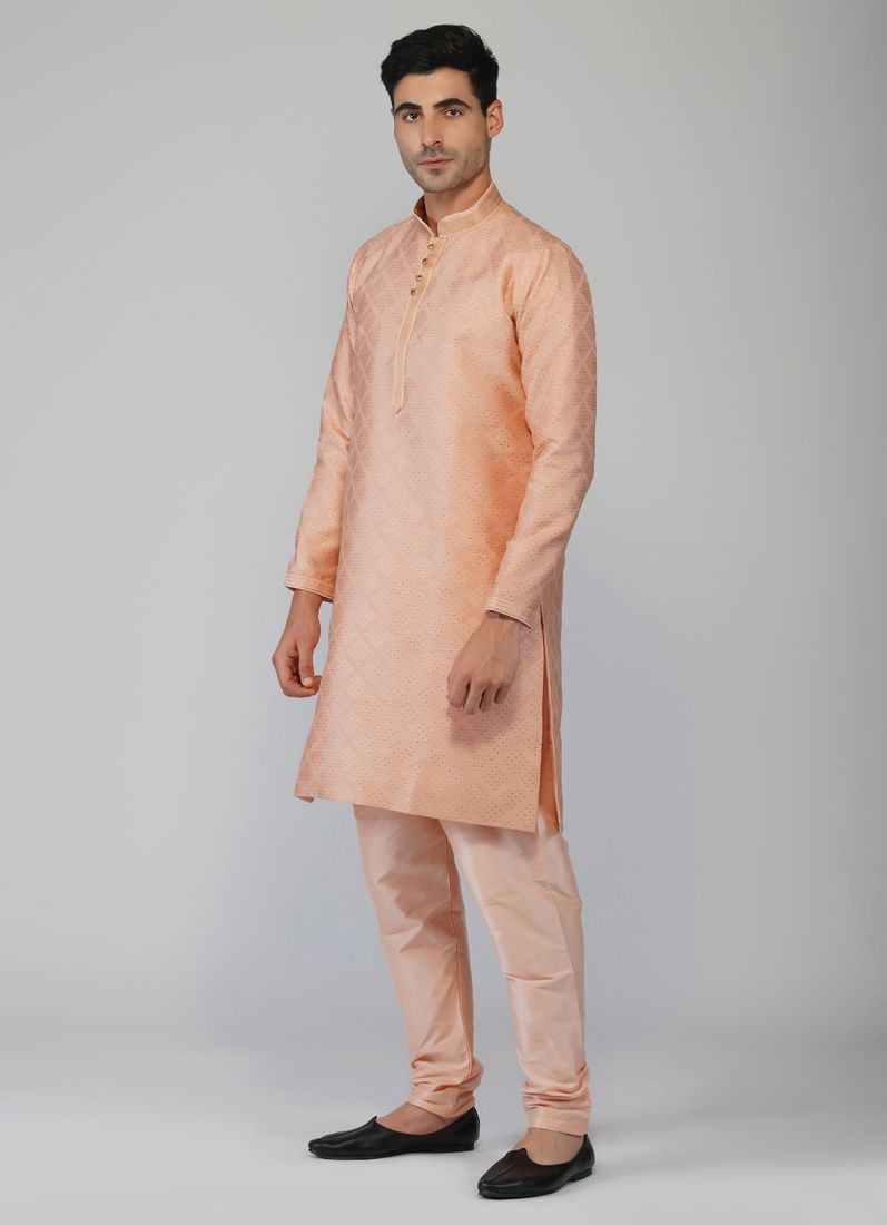 Buy Pink Zari Embroidered Kurta Churidaar Set