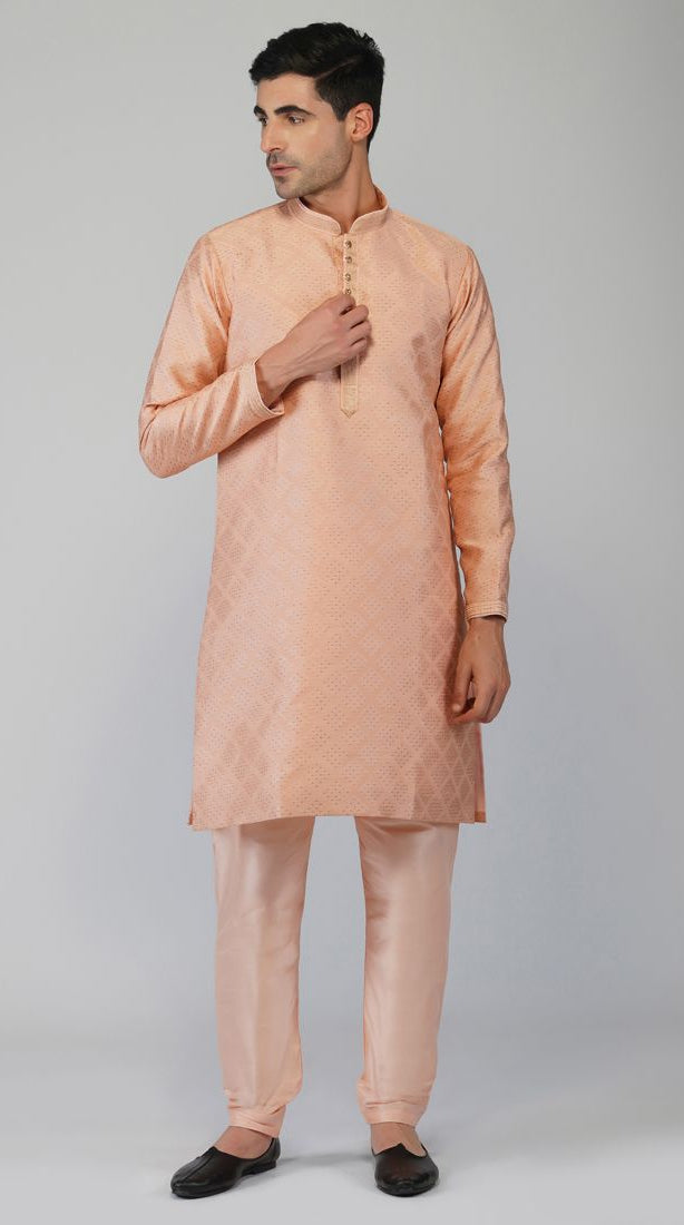 Buy Pink Zari Embroidered Kurta Churidaar Set