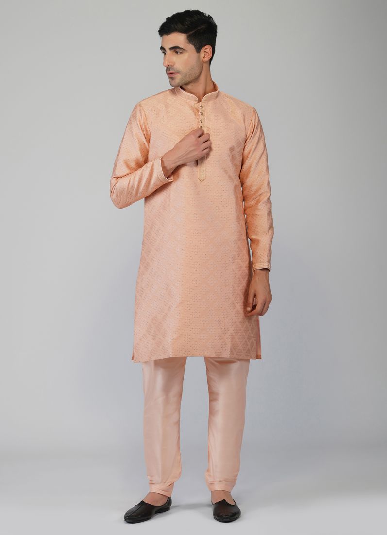 Buy Pink Zari Embroidered Kurta Churidaar Set