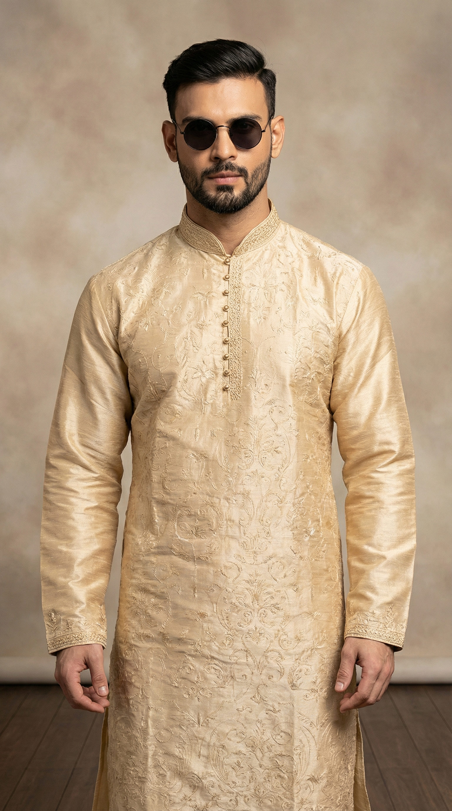 Ivory Resham Jaal Kurta Churidaar Set