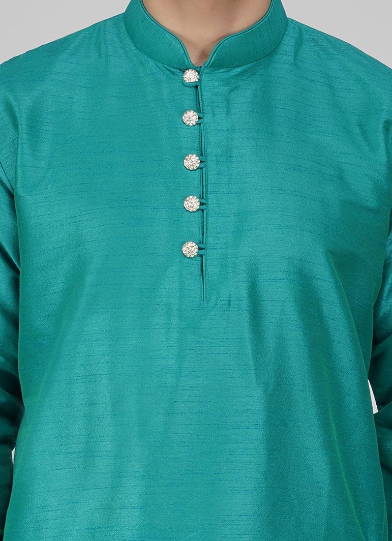Men's Stylish Teal Kurta Pyjama Set