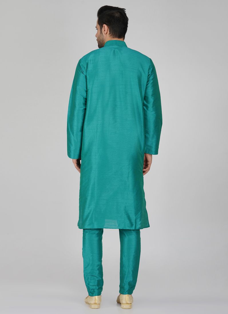 Men's Stylish Teal Kurta Pyjama Set