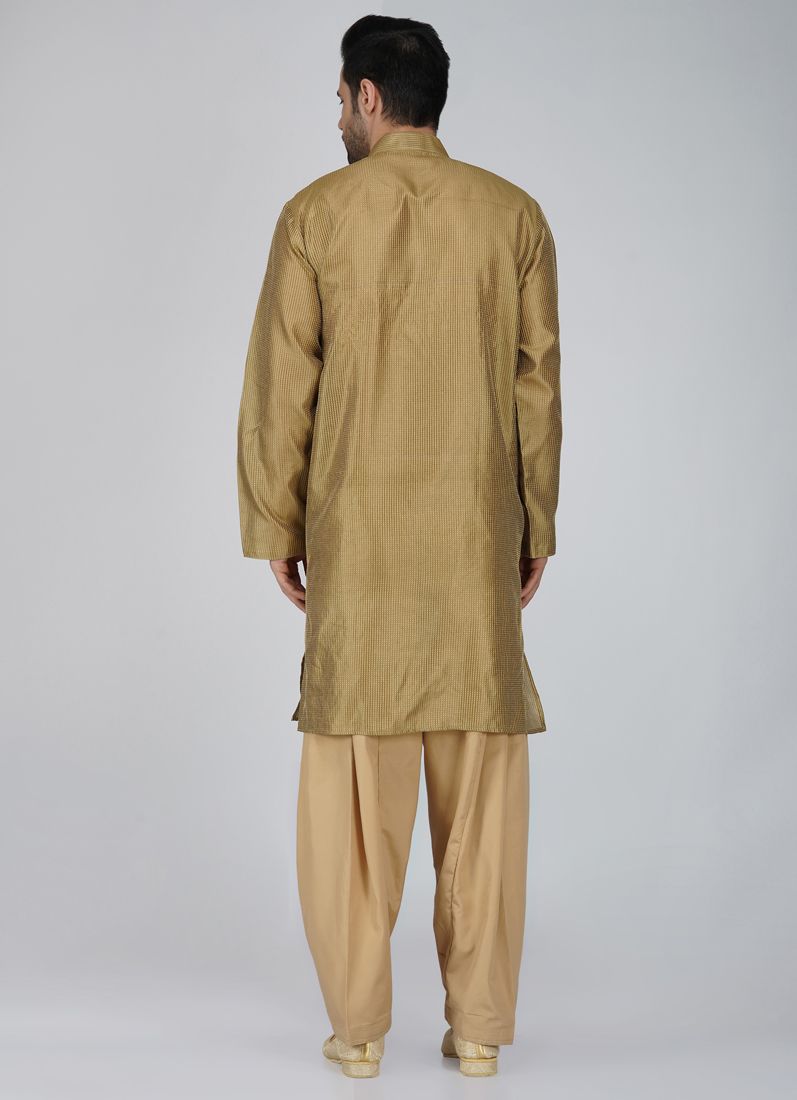 Buy Men's Gold Pinstriped Salwar Kameez