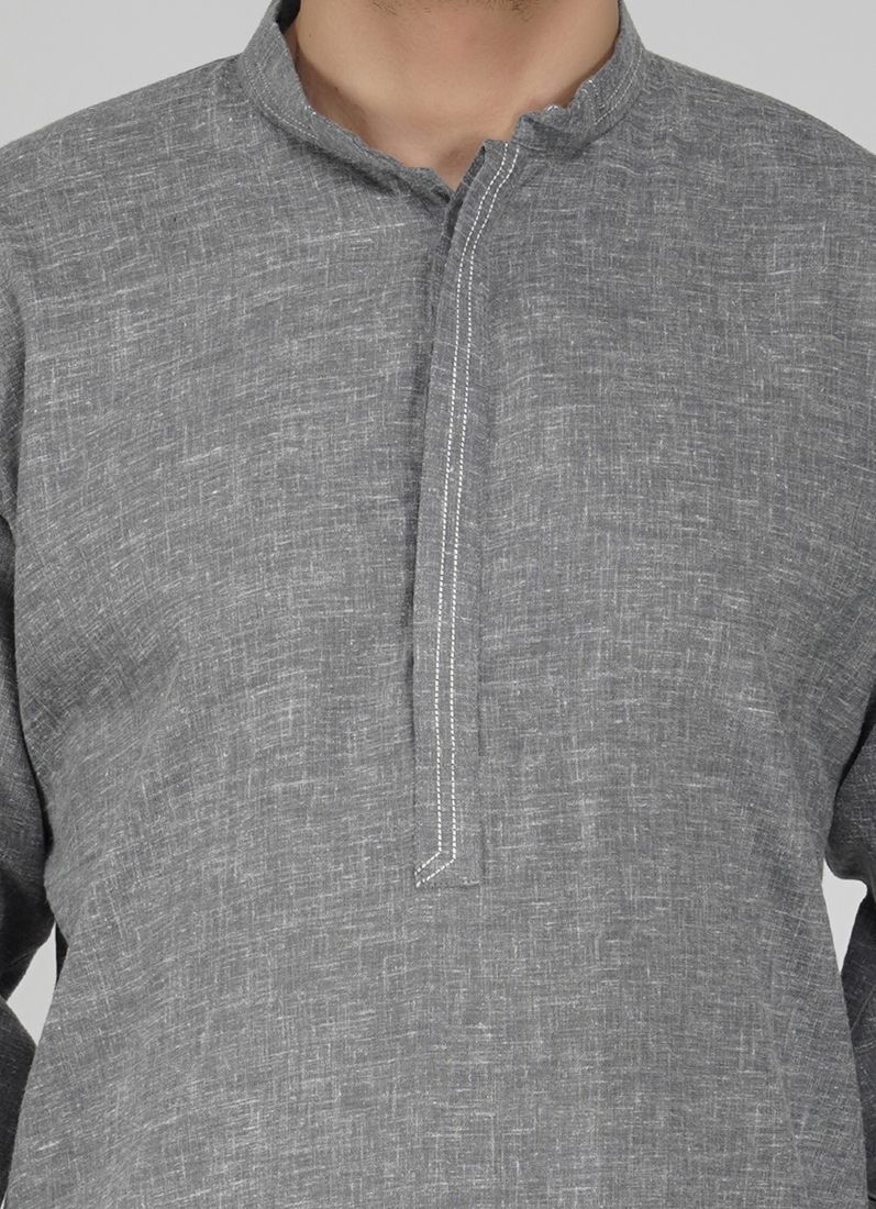 Buy Elegnat Men's Grey Slub Salwar Kameez