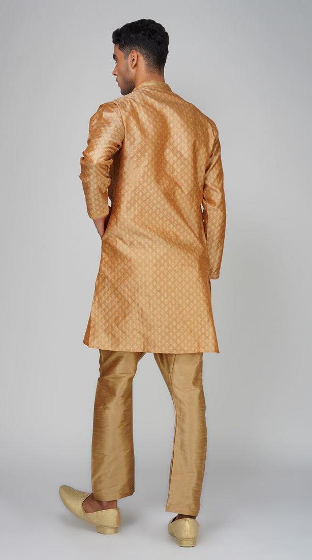 Men's Jacquard Peach Kurta Set