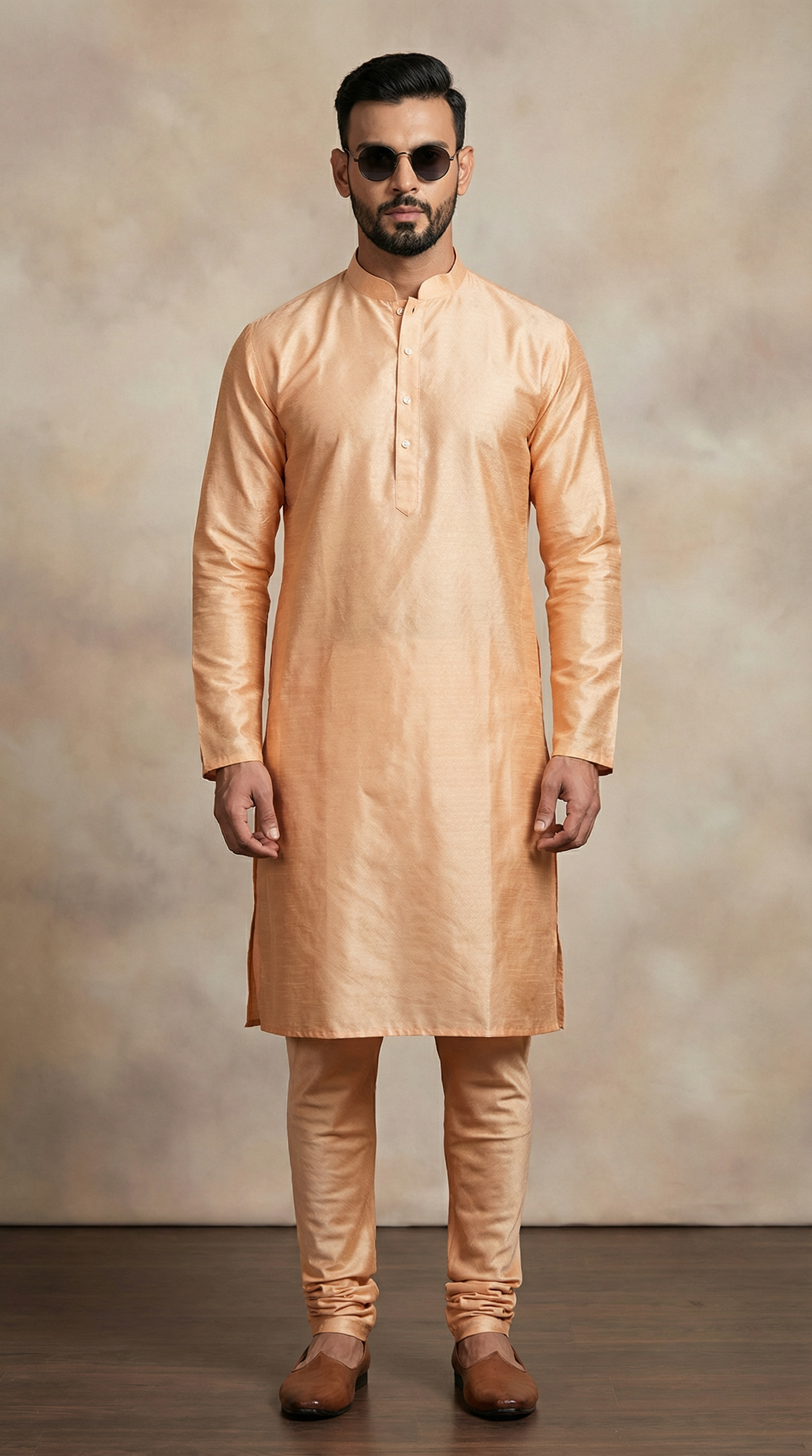 Men's Ivory Jacquard Kurta Trouser Set