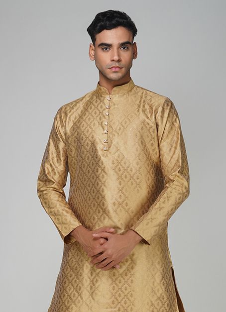 Buy Men's Gold Brocade Salwar Kurta Set